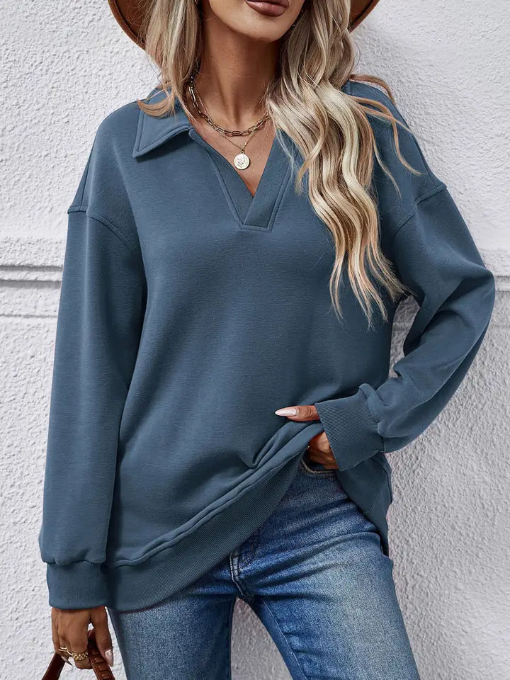 Long Sleeve Loose Solid Sweater