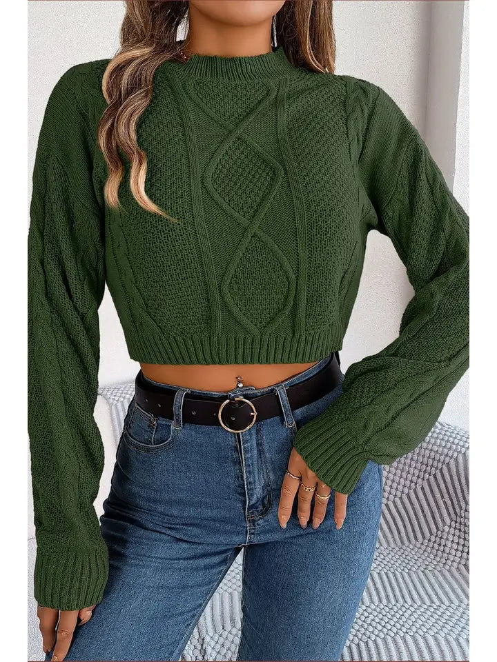 Long Sleeved Crop Pullover Sweater