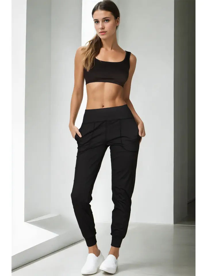 High Waisted Wide Waistband Joggers