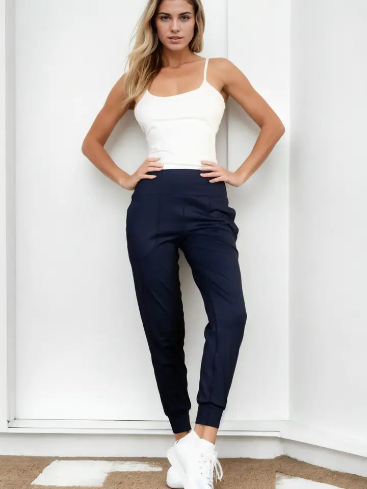 High Waisted Wide Waistband Joggers