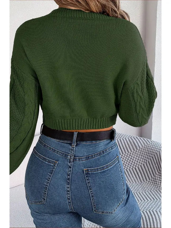 Long Sleeved Crop Pullover Sweater
