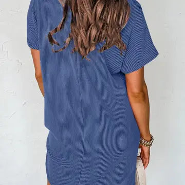 Summer Casual T-Shirt Short-Sleeved Dress (with Pockets)