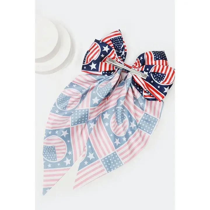 Jumbo Patriotic Hair Satin Bow Alligator Clips