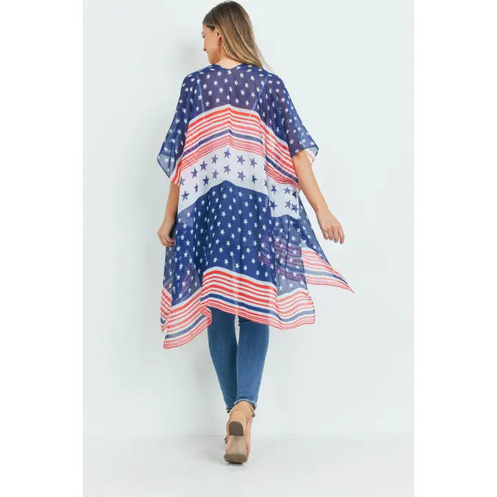 Multi Striped American Flag Kimono