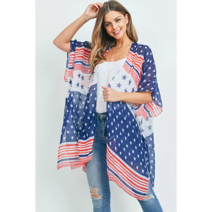 Multi Striped American Flag Kimono