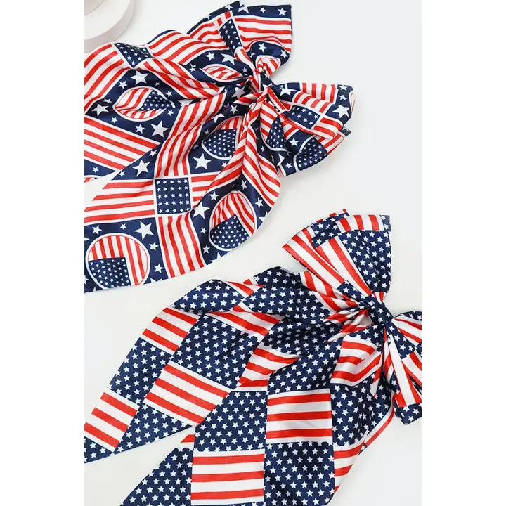 Jumbo Patriotic Hair Satin Bow Alligator Clips