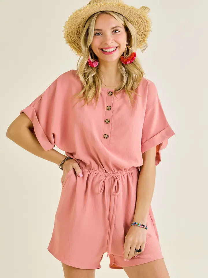 Round Neck Romper with Pockets