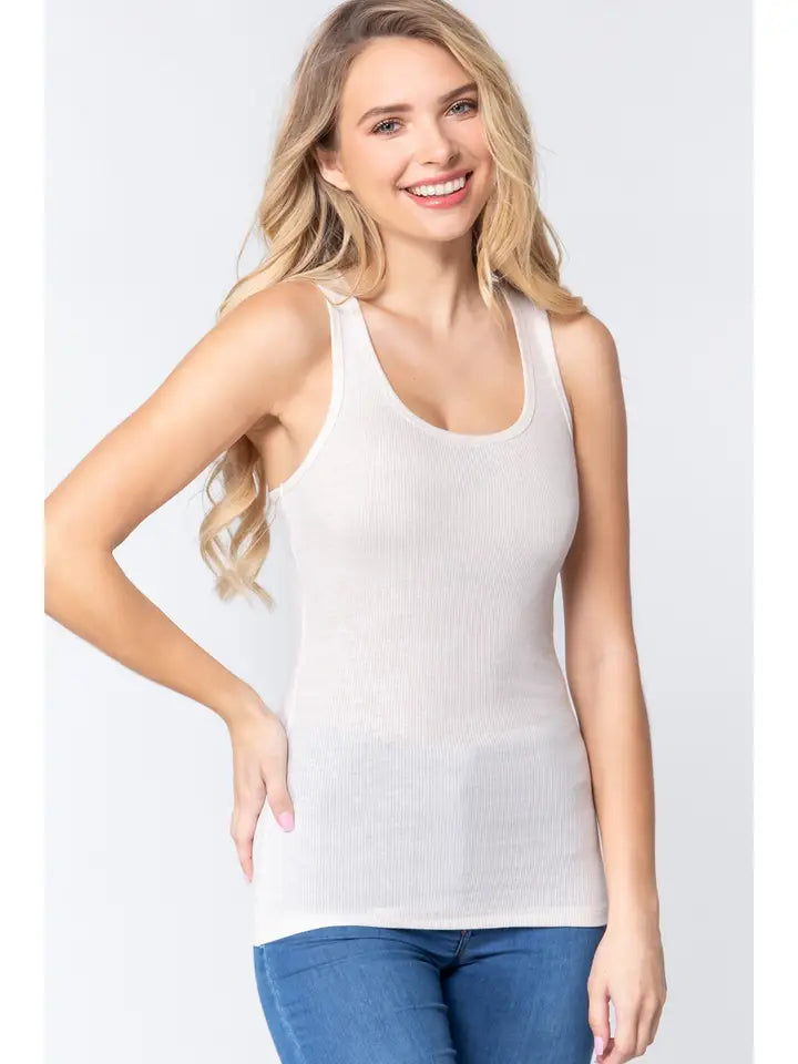 Fitted Racerback Rib Tank Top