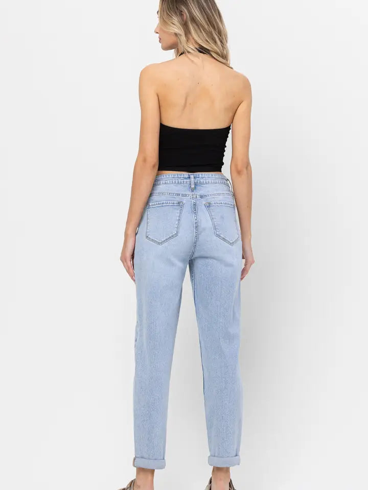 High Rise Mom Crop Skinny with Cuff