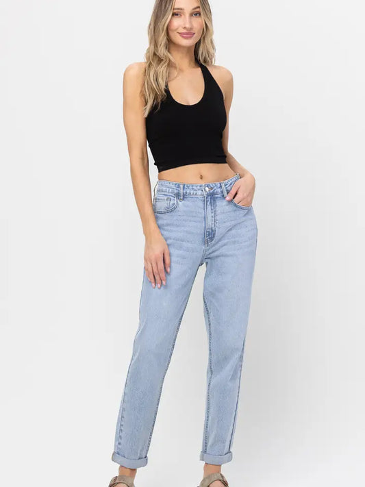 High Rise Mom Crop Skinny with Cuff