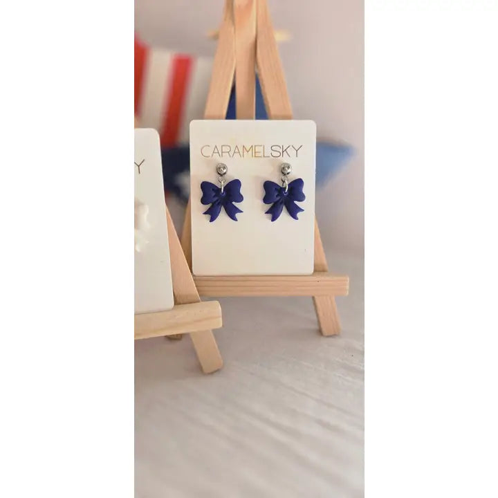 Bow Earrings For 4th of July, Small Bow Jewelry