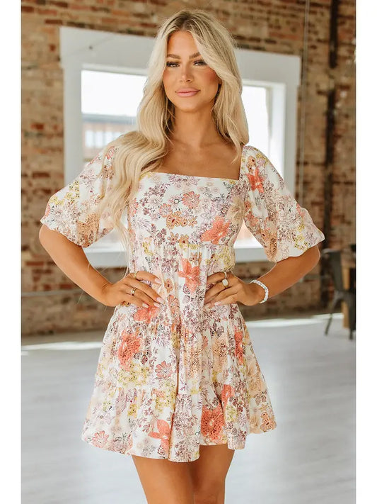 Puff Sleeve Mini Dress