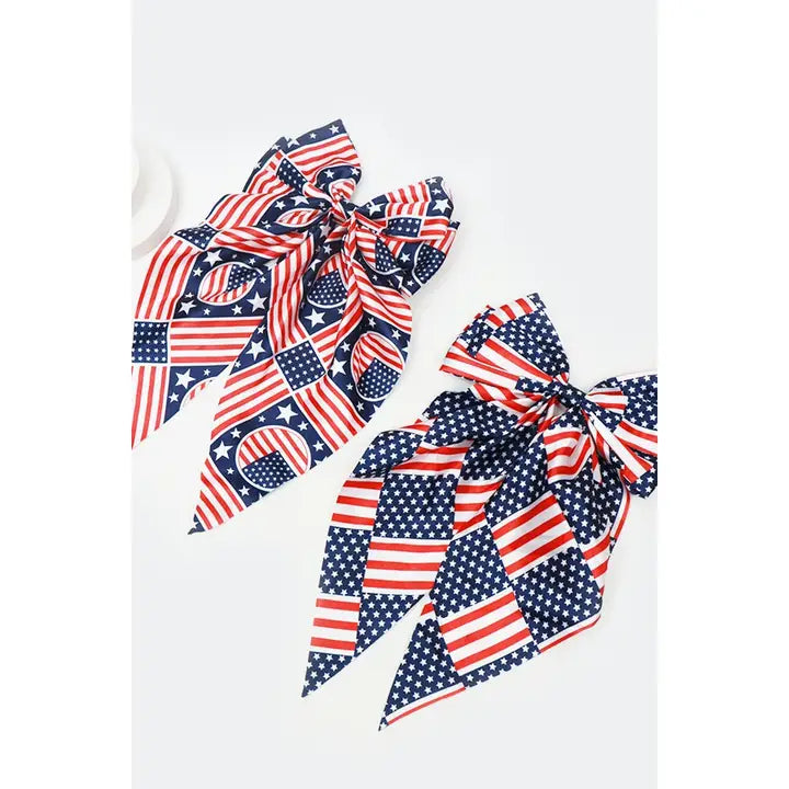 Jumbo Patriotic Hair Satin Bow Alligator Clips